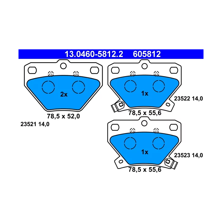 Toyota Prius Brake Pad Set, disc brake ATE ATE13.0460-5812.2 | PriusParts.lt