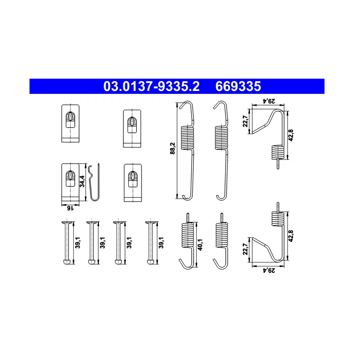 Toyota Prius Accessory Kit, parking brake shoes ATE 03.0137-9335.2 | PriusParts.lt