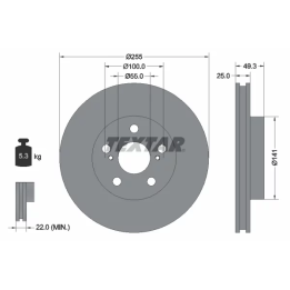 Toyota Prius Brake Disc TEXTAR 92225003 | PriusParts.lt