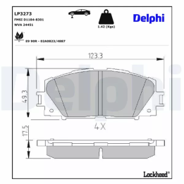 Toyota Prius Stabdžių kaladėlių komplektas DELPHI LP3273 | PriusParts.lt