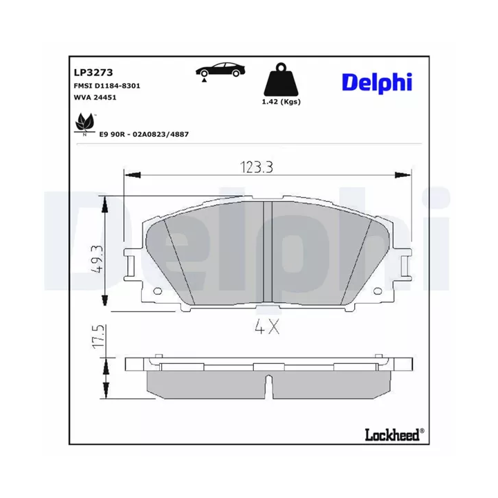 Toyota Prius Stabdžių kaladėlių komplektas DELPHI LP3273 | PriusParts.lt
