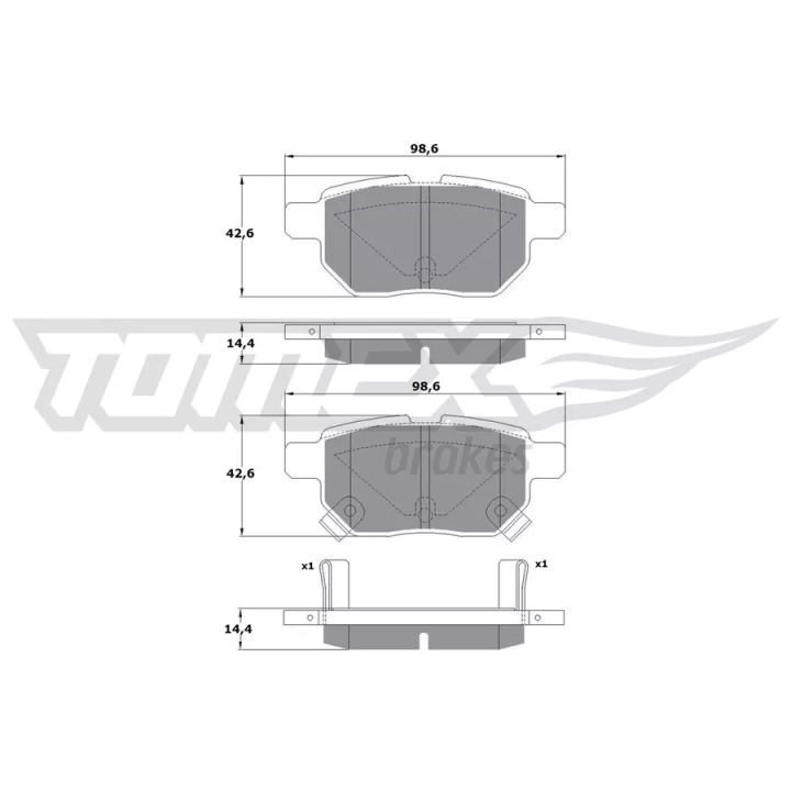 Prius III (XW30) 2009–2015 Brake Pad Set, disc brake TOMEX BRAKES TX 15-01 | PriusParts.lt