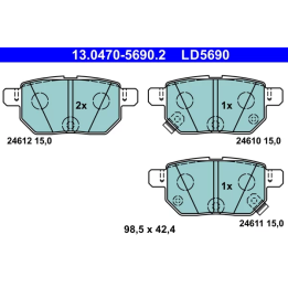 Toyota Prius Stabdžių kaladėlių komplektas ATE 13.0470-5690.2 | PriusParts.lt