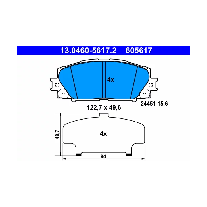 Toyota Prius Brake Pad Set, disc brake ATE 13.0460-5617.2 | PriusParts.lt