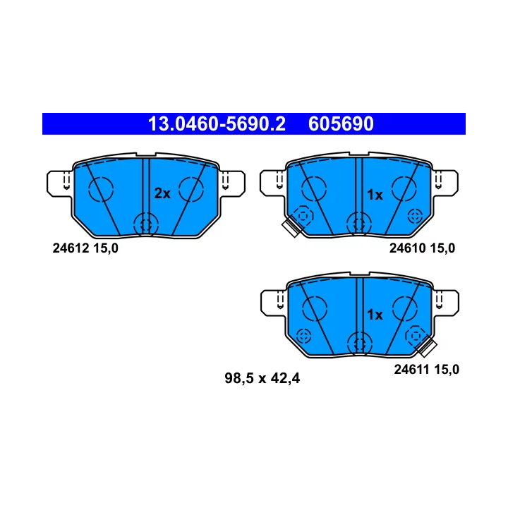 Toyota Prius Brake Pad Set, disc brake ATE ATE13.0460-5690.2 | PriusParts.lt