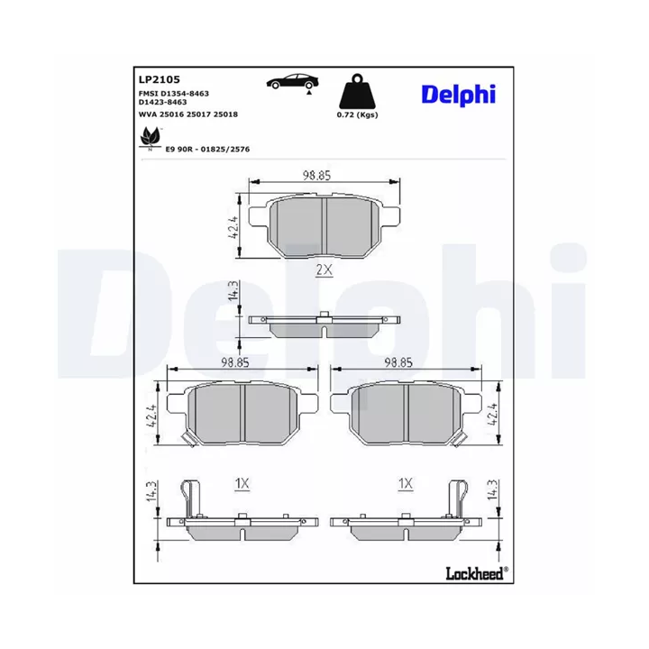 Toyota Prius Brake Pad Set, disc brake DELPHI DELLP2105 | PriusParts.lt