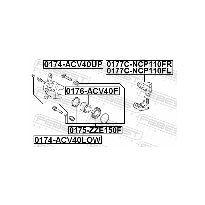 Toyota Prius Guide Bolt, brake caliper FEBEST 0174-ACV40UP | PriusParts.lt