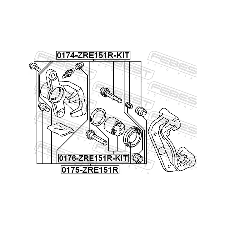 Toyota Prius Guide Sleeve Kit, brake caliper FEBEST 0174-ZRE151R-KIT | PriusParts.lt