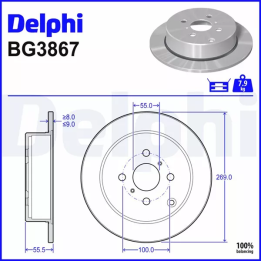 Prius I (XW10) 1997–2003 Brake Disc DELPHI BG3867 | PriusParts.lt
