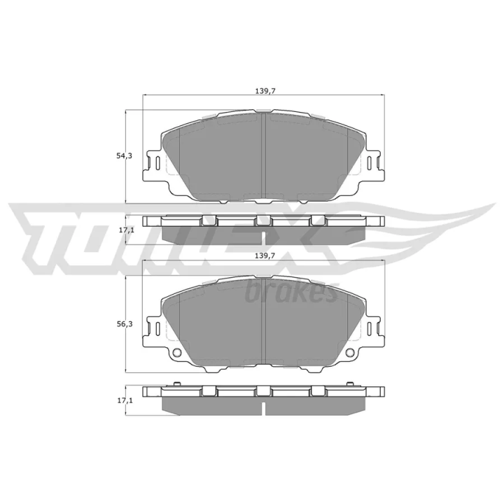 Prius IV PHV / Plug-in (XW52) Brake Pad Set, disc brake TOMEX BRAKES TX60-71 | PriusParts.lt