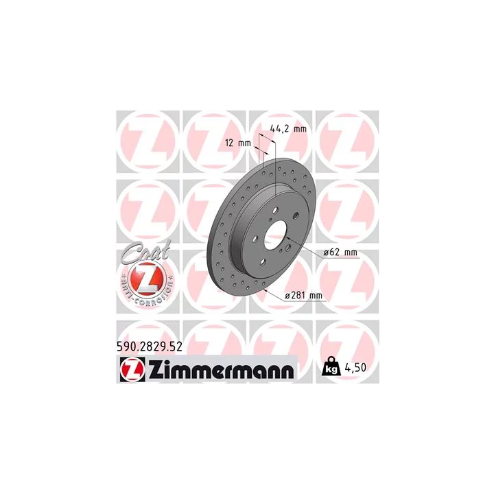 Prius V (XW60) 2023– Brake Disc ZIMMERMANN 590.2829.52 | PriusParts.lt