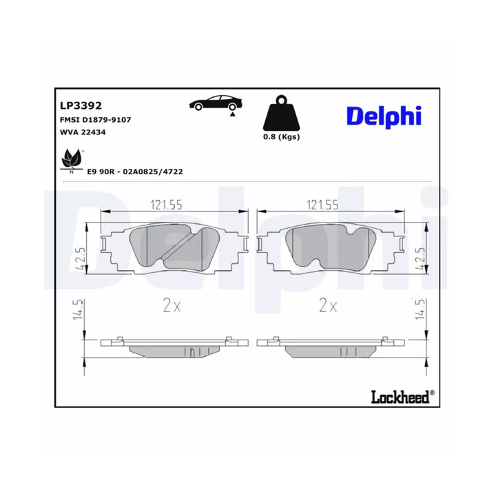 Prius V (XW60) 2023– Brake Pad Set, disc brake DELPHI LP3392 | PriusParts.lt