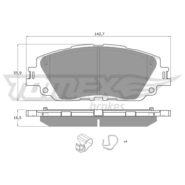 Prius V (XW60) 2023– Brake Pad Set, disc brake TOMEX BRAKES TX 19-64 | PriusParts.lt