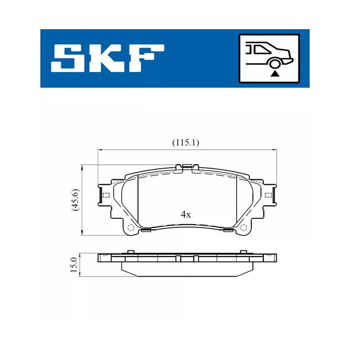 Prius+ (ZVW40/41) 2011–2021 Stabdžių kaladėlių komplektas SKF VKBP 90604 | PriusParts.lt