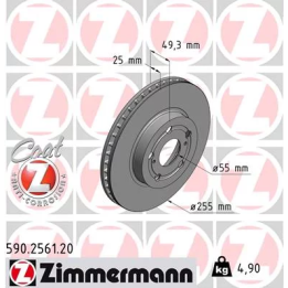 Prius+ (ZVW40/41) 2011–2021 Brake Disc ZIMMERMANN 590.2561.20 | PriusParts.lt