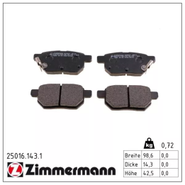 Prius+ (ZVW40/41) 2011–2021 Brake Pad Set, disc brake ZIMMERMANN 25016.143.1 | PriusParts.lt