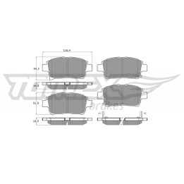 Prius II (XW20) 2003–2009 Stabdžių kaladėlių komplektas TOMEX BRAKES TX 13-76 | PriusParts.lt