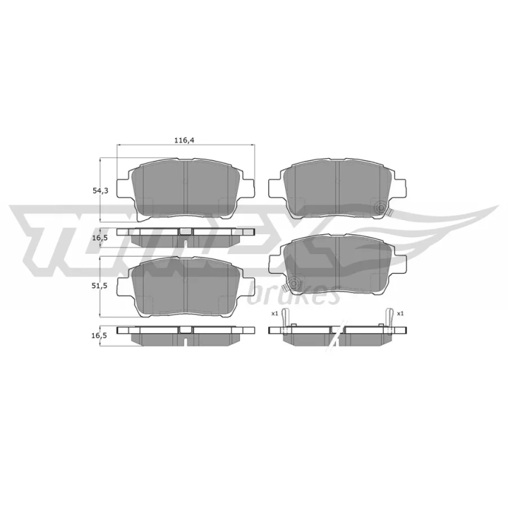 Prius II (XW20) 2003–2009 Brake Pad Set, disc brake TOMEX BRAKES TX 13-76 | PriusParts.lt