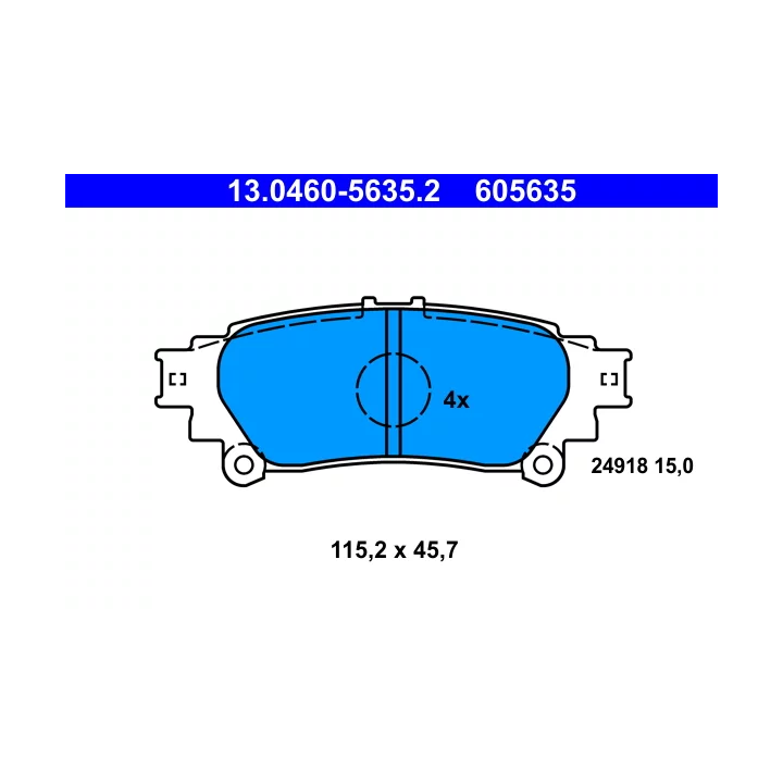 Toyota Prius Brake Pad Set, disc brake ATE ATE13.0460-5635.2 | PriusParts.lt