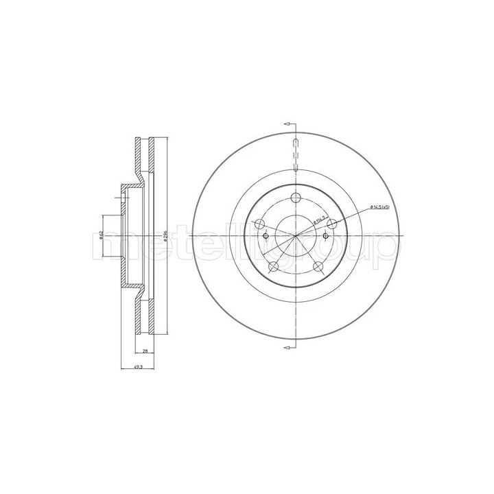 Toyota Prius Brake Disc METELLI 23-0946C | PriusParts.lt