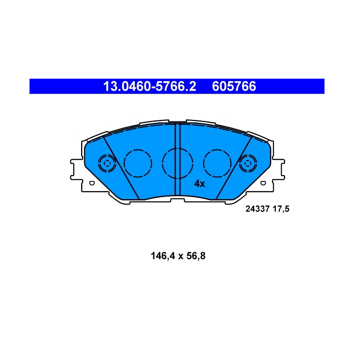Toyota Prius Brake Pad Set, disc brake ATE ATE13.0460-5766.2 | PriusParts.lt