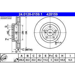 Toyota Prius Brake Disc ATE 24.0128-0159.1 | PriusParts.lt