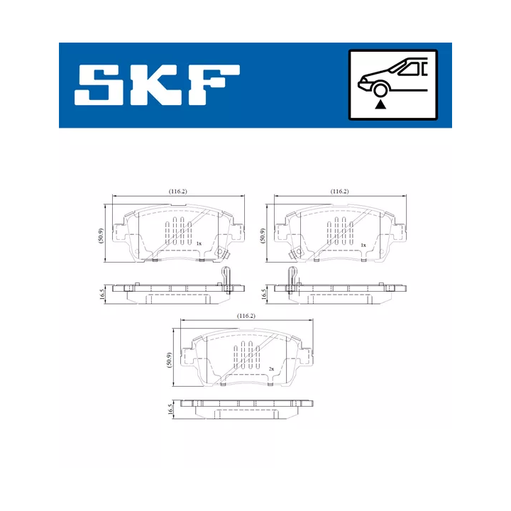 Prius II (XW20) 2003–2009 Brake Pad Set, disc brake SKF VKBP 80641 A | PriusParts.lt