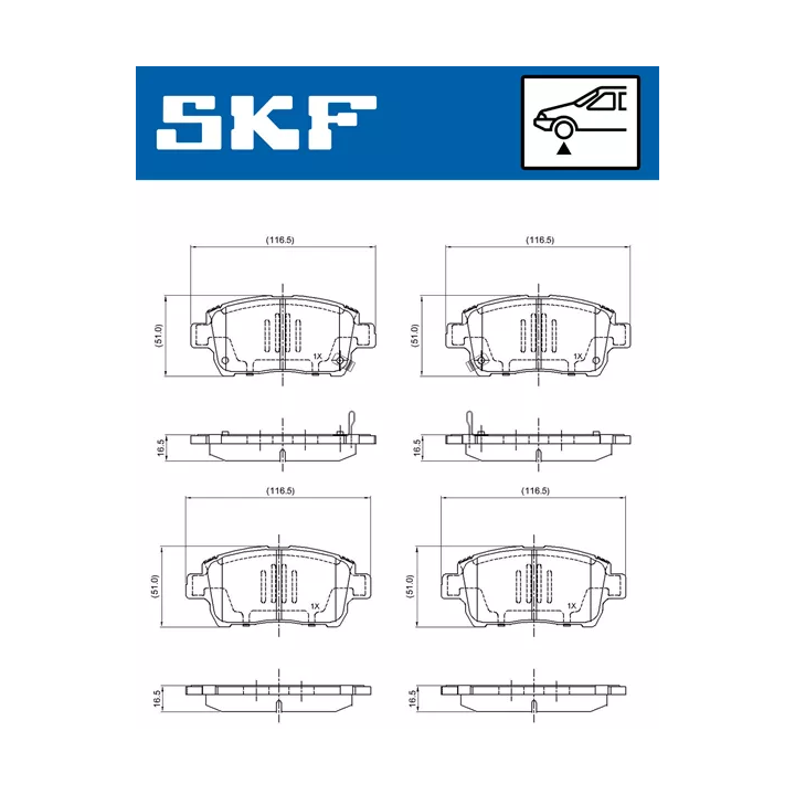 Prius II (XW20) 2003–2009 Stabdžių kaladėlių komplektas SKF 80382 | PriusParts.lt