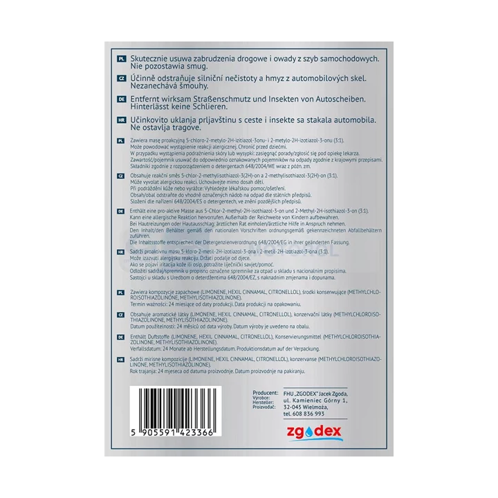 Windscreen washer fluid 5 L ZGODEX 423366 | PriusParts.lt