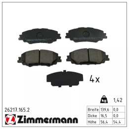 Prius V (XW60) 2023– Brake Pad Set, disc brake ZIMMERMANN 26217.165.2 | PriusParts.lt
