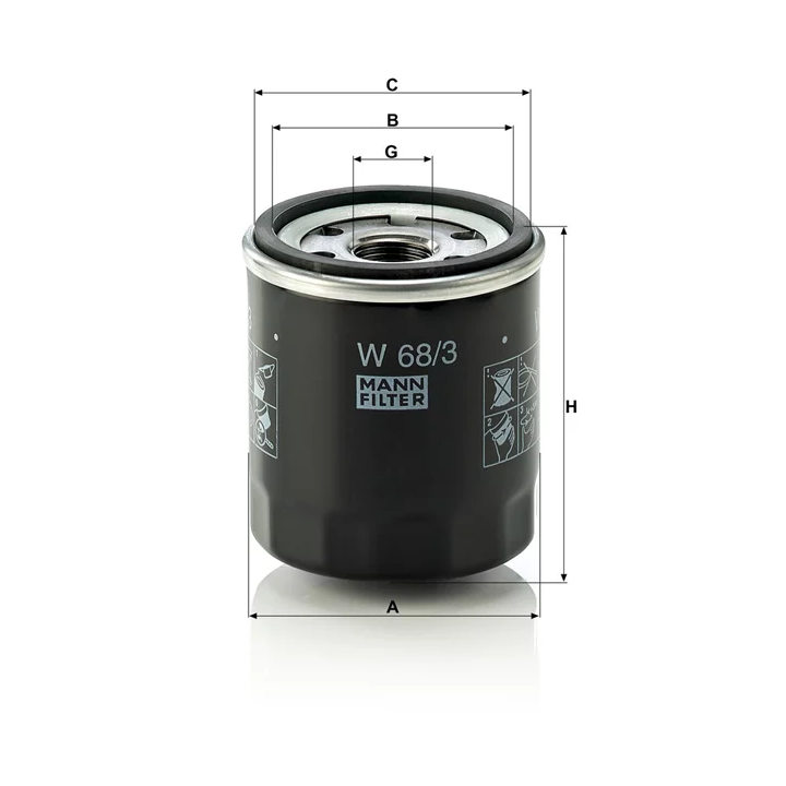 Toyota Prius Oil Filter MANN-FILTER W 68/3 | PriusParts.lt