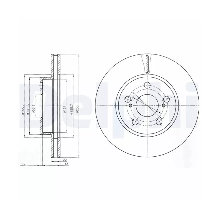 Prius II (XW20) 2003–2009 Brake Disc DELPHI BG4269 | PriusParts.lt