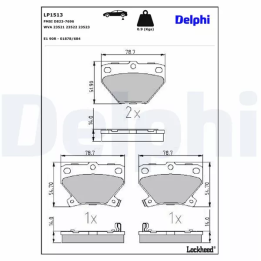 Toyota Prius Brake Pad Set, disc brake DELPHI LP1513 | PriusParts.lt