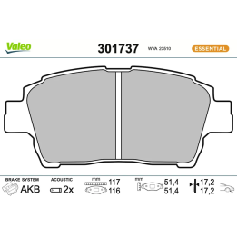 Toyota Prius Stabdžių kaladėlių komplektas VALEO 301737 | PriusParts.lt
