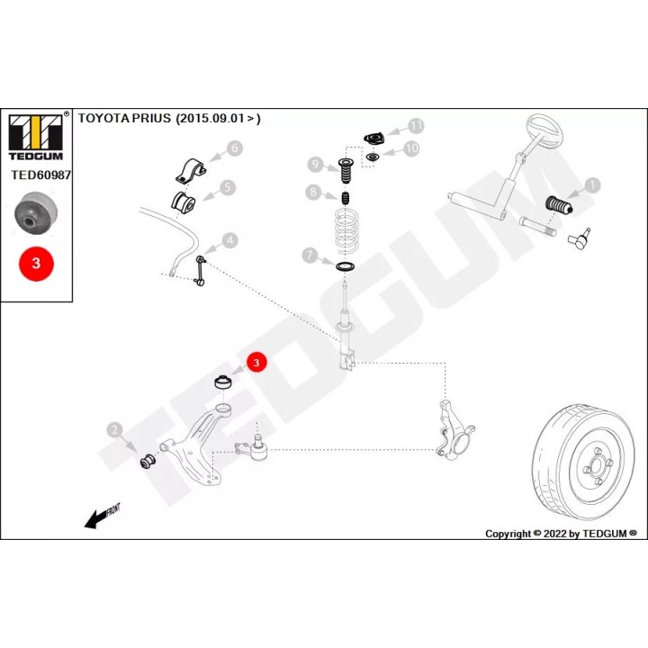 Toyota Prius Mounting, control/trailing arm TEDGUM TED60987 | PriusParts.lt