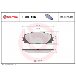 Toyota Prius Brake Pad Set, disc brake BREMBO P 83 106 | PriusParts.lt