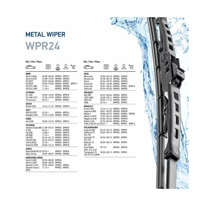 Prius I (XW10) 1997–2003 Wiper Blade HELLA 9XW 190 253-241 | PriusParts.lt