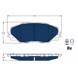 Prius+ (ZVW40/41) 2011–2021 Brake Pad Set, disc brake TRW GDB3424BTE | PriusParts.lt