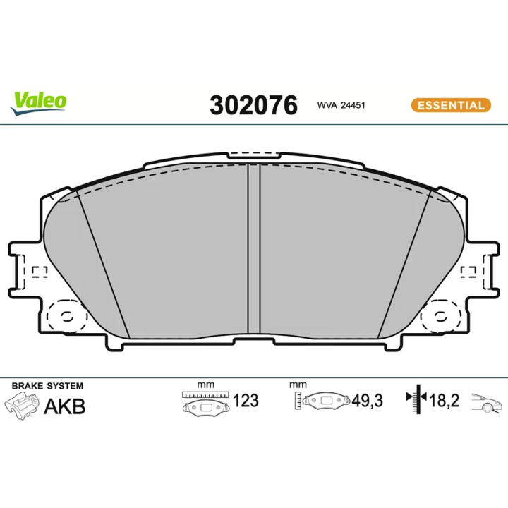 Toyota Prius Stabdžių kaladėlių komplektas VALEO 302076 | PriusParts.lt