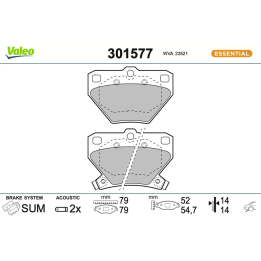 Prius II (XW20) 2003–2009 Stabdžių kaladėlių komplektas VALEO 301577 | PriusParts.lt