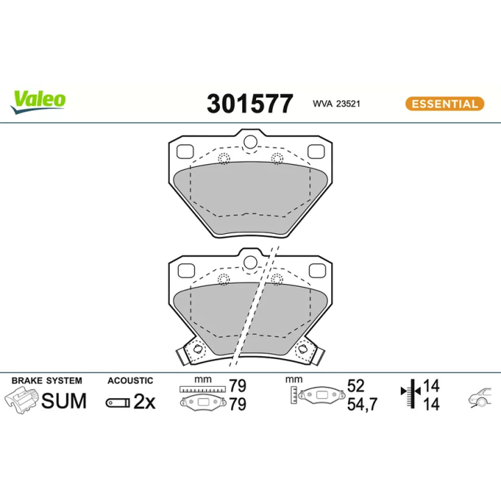 Prius II (XW20) 2003–2009 Brake Pad Set, disc brake VALEO 301577 | PriusParts.lt