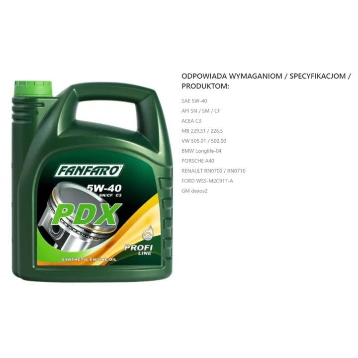 Variklinė alyva SCT - MANNOL FANFARO 5W-40 PDX C2 C3 A3/B4 1 L FF6705-1 | PriusParts.lt