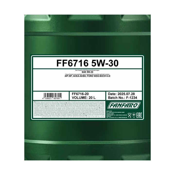 Variklinė alyva SCT - MANNOL FANFARO 5W-30 FORD A5/B5 20 L FF6716-20 | PriusParts.lt